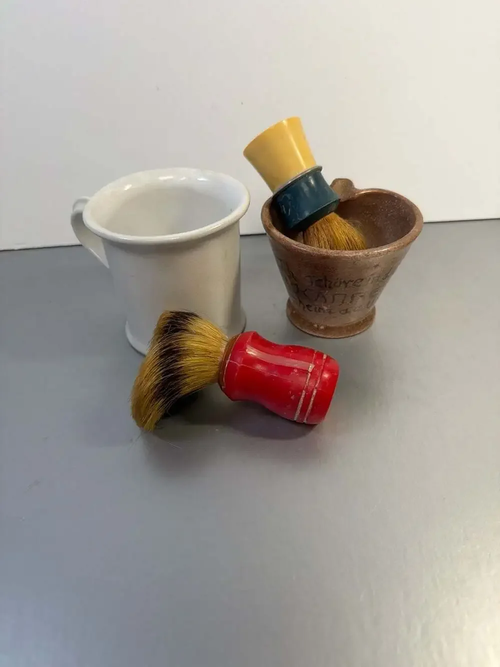 Vintage Shaving Lot: Bennington Potters #1733 Mug, Ever-Ready 200T Brush, German